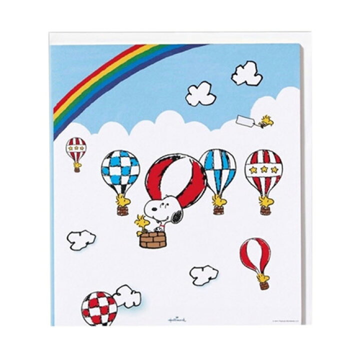 日本ホールマーク／二つ折り色紙 スヌーピー ミニカード付き二つ折り 気球2（EPS-718-619）回覧不要！スヌーピーの二つ折り色紙  hallmark EPS718619【卒業式】【思いで】【寄せ書き】 ぶんぐる
