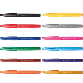 【全12色】ぺんてる　筆 touch サインペン SES15C　サインペン感覚で筆タッチが楽しめます！