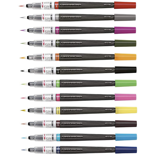 大人気！ぺんてる／Art brush アートブラッシュ (XGFL) カートリッジ式 全18色 カラー筆ペン！ 年賀状 Pentel 通販 