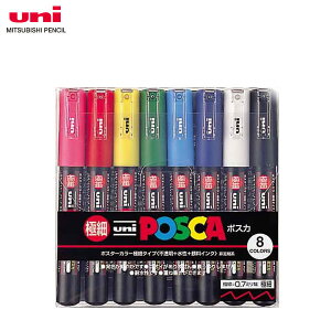 �y8�F�Z�b�g�E�ɍׁz�O�H���M�^�����T�C���y�� POSCA �|�X�J (PC-1M 8C) �|�X�^�[�J���[�̂悤�ȑN�₩���F�I MITSUBISHI PENCIL PC1M8C