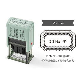 ミドリ／スタンプ 回転印 日付 フレーム柄（35454006）色を塗ってアレンジもできる、かわいいスタンプ　ノートや日記、手帳を簡単にデコレーション　midori／デザインフィル