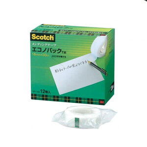 3M/スコッチ メンディングテープ エコノパック製品シリーズ<30m巻・巻芯径25mm>(MP-18S)紙箱入り 18mm×30m 12巻入り 貼るとテープはほとんど見えなくなる/住友スリーエム