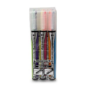 コクヨ/2色蛍光マーカー<ビートルティップ・デュアルカラー>3本セット(PM-L303-3S) 水性顔料インク OA対応 1つのペン先で2色が使える!