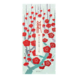 ミドリ 伊予和紙一筆箋 十六枚 箔 雪梅柄