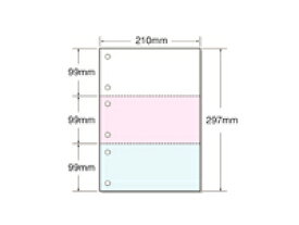 マルチプリンタ帳票 A4 カラー 3面 6穴 100枚 A4CF3-6