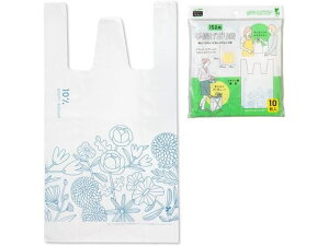 ネクスタ 手提げポリ袋 15L 10枚 フラワー柄 青色