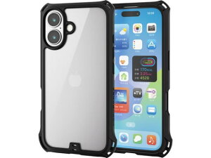 �y�����񂹁z�G���R�� iPhone16�P�[�X �Ռ��z�� �N���A�u���b�N PM-A24AZEROFCBK