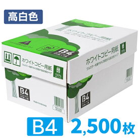 コピー用紙 B4 2500枚 (500枚×5冊) 高白色 無地 PEFC認証 まとめ買い 箱買い 大量印刷 書類 資料 FAX 印刷 OA用紙 印刷用紙 B4コピー用紙 会社 オフィス用品 事務用品 エイピーピー・ジャパン ホワイトコピー用紙 *