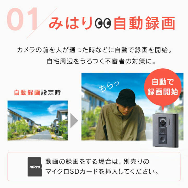 楽天市場】＼防犯対策に／インターホン カメラ付き 工事込み 4.3インチ 