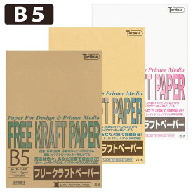 SAKAEテクニカルペーパー フリークラフトペーパー B5 100枚 182mm×257mm 70g/m2 OA用紙 コピー用紙 クラフト紙 コピー インクジェット レーザープリンター ホワイト ライトブラウン ブラウン FK-B5 トチマン 【2冊までネコポスも対応】