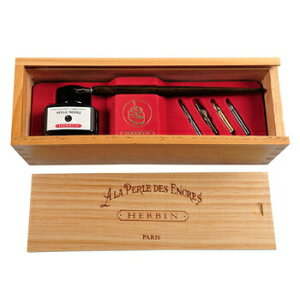 【10%OFFクーポン】J.HERBIN エルバン ナチュラルウッドコフレ (木製ペン軸、ペン先5本、30mlインク/ブラック) メーカー品番hb27009