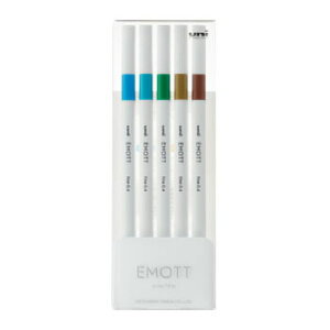 【10%OFFクーポン】三菱鉛筆 水性サインペン EMOTT エモット 5色セット NO.4 アイランドカラー メーカー品番PEMSY5CNO4