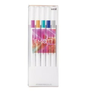 【10%OFFクーポン】三菱鉛筆 エモット 5色セット NO.12 バーチャルカラー サインペン メーカー品番PEMSY5C.NO12
