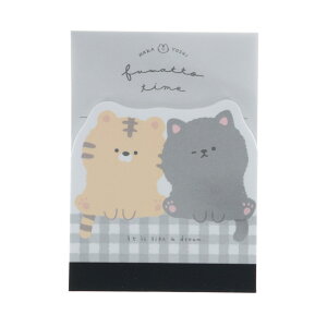 クラックス ふわっとタイム ダイカットミニメモ ネコトラ 2柄 80枚 プレゼント メモ帳 プチギフト お礼 20冊までメール便対応 文具 大人かわいい