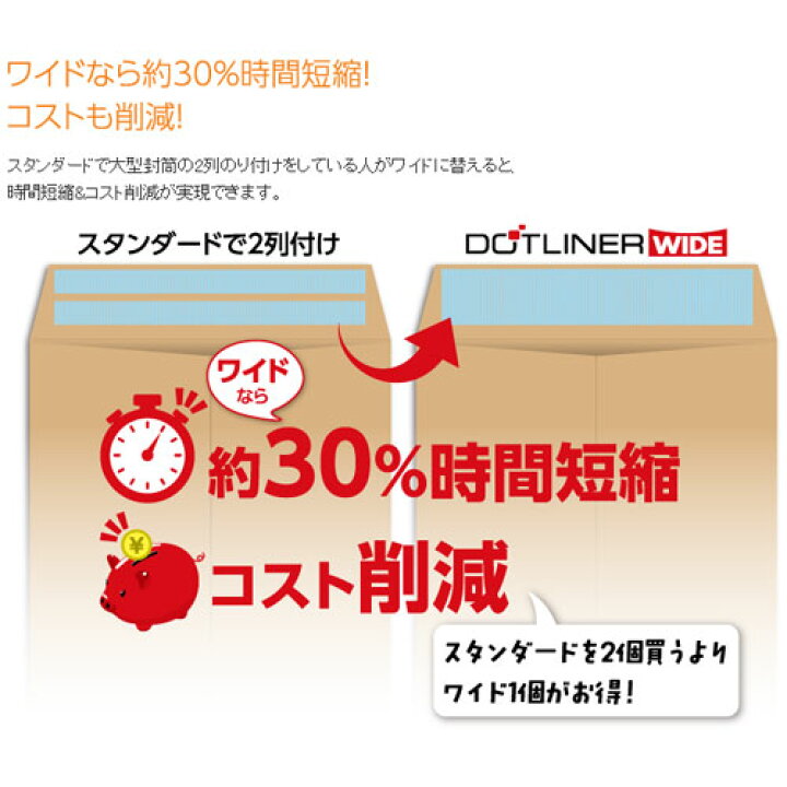 楽天市場 大きな封筒もこれで安心 太さを極めたmm巾のテープのりドットタイプ コクヨ ドットライナーワイドつめ替えタイプmm 16m強粘着 文具の森 楽天市場店