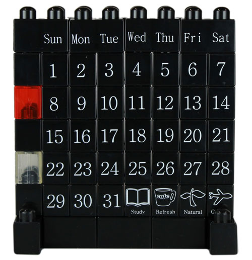 ネコポス便不可 ブロック遊び感覚で 流行のアイテム 自由に組み合わせて作る万年カレンダー SLIP-ON MONOブラック ※ラッピング ※ ブロックカレンダーミニ