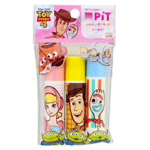 トンボのPitのりにトイ・ストーリー柄が登場! サンスター文具 消えいろPitXS 3個パック DC トイ・ストーリー4