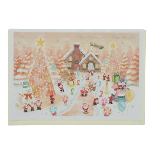 グリーティングライフ ミニサンタカード 雪景色 カワイイ、キレイなクリスマスカード プレゼント メッセージカード