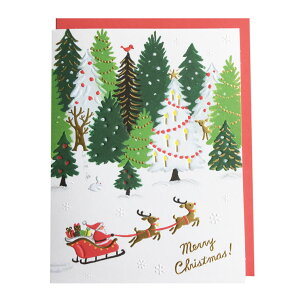 クリスマス 二つ折りカード EHサンタの森 ホールマーク XAP-750-886