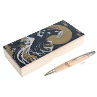 伊勢神宮桧ボールペン 金箔木箱セット 富士と波 木製 名入れ プレゼント 国産材 伊勢桧 桐箱付き 高級品 …