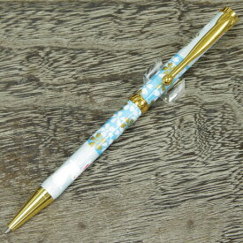 美濃和紙ボールペン うさぎ市松・水色 油性 和柄 伝統工芸品 プレゼント お祝い 日本製 オシャレ