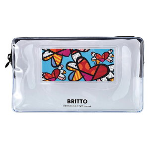 コクヨ ペンケース クリアポーチ ROMERO BRITTO ハートブルー RomeroBritto オシャレ かわいい 女子文具 プレゼント 透明ペンケース 小物入れ 整理 収納 限定