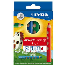 LYRA グルーヴトリプルワン 色鉛筆 6色 三角軸 名入れ無料 極太軸 まんまるくぼみ 持ちやすい ギフト 記念品 プレゼント 祝い
