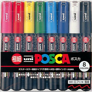 �N�₩�Ŕ��������F�̐����y�� �O�H���M �|�X�J�yPOSCA�z0.7mm 8�F�Z�b�g