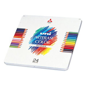 三菱鉛筆 ユニ アーテレーズカラー 消せる色鉛筆 24色 丸軸 描いて消せる 消しゴム付き 名入れ プレゼント デッサン イラスト お祝い