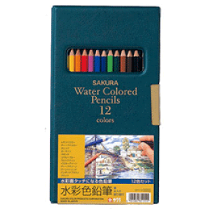 【名入れ無料】水で溶かせば水彩画のタッチ! サクラクレパス 水彩色鉛筆12色