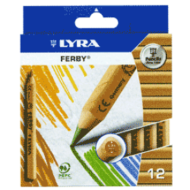 LYRA ファルビー 色鉛筆 12色 ナチュラル 三角軸 ショートサイズ 名入れ お絵描き キッズ プレゼント お祝い 画材