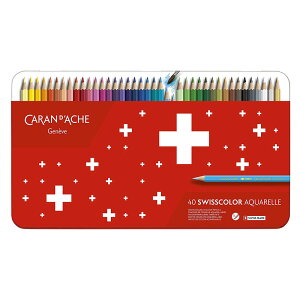 カラン ダッシュ スイスカラー 水溶性色鉛筆 40色 缶ケース 名入れ 六角軸 プレゼント シダーウッド 水彩画 キッズ ロングセラー 画材 スイス