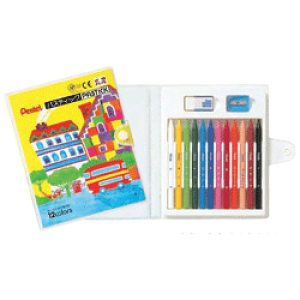 ぺんてるのレギュラーアイテム 芯だけでできたソフトな色鉛筆 パスティック12色