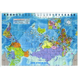 世界の地図と国旗が入ったオシャレなデザイン　世界地図下敷きA4サイズ
