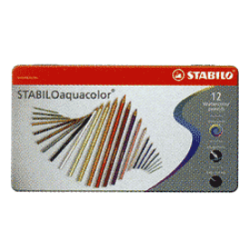 【名入れ無料】水によく溶けるソフト芯の色鉛筆　スタビロ　アクアカラー　軟質水彩色鉛筆　12色セット
