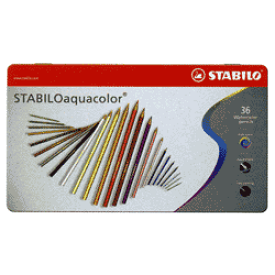 【名入れ無料】水によく溶けるソフト芯の色鉛筆　スタビロ　アクアカラー　軟質水彩色鉛筆　36色セット