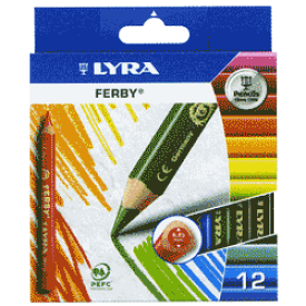 LYRA ファルビー 色鉛筆 12色 三角軸 ショートサイズ 名入れ お絵描き キッズ プレゼント お祝い 画材