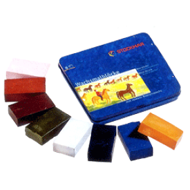 シュトックマー みつろうブロッククレヨン 8色 中間色 缶ケース入り 透明なクレヨン 画材 知育 お絵描き プレゼント 入園 お祝い