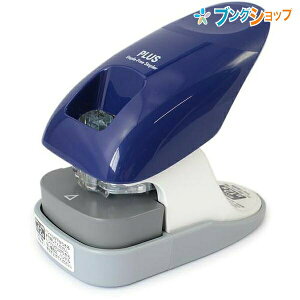 プラス 針なしホチキス 卓上型 ペーパークリンチ SL-112A ブルー 針を使わず12枚まで綴じれる PLUS 軽い力でとじられるメカニズム とじ位置が確認できる 見えとじスコープ ファイルとじもでき