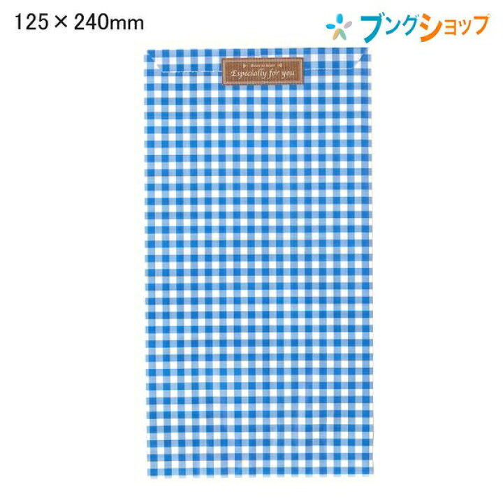 楽天市場】マルアイ ラッピング チェック柄封筒青 125x240mm 長3封筒 