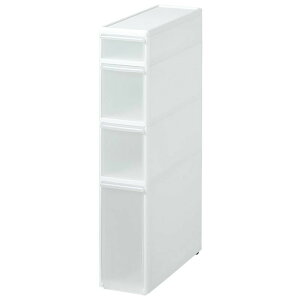 吉川国工業所 収納ストッカー スリムストレージ トールストッカー 4段 幅17cm (コロ付き) ホワイト TS-121 4979625182117