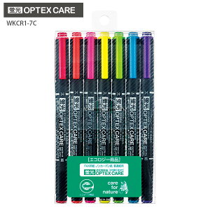 ゼブラ 蛍光ペン オプテックスケア 7色セット ツインタイプの蛍光ペン WKCR1-7C 細0.8〜1.1mm 太4.0mm 赤/オレンジ/ピンク/黄/緑/青/紫 水性顔料 発色が綺麗 色あせしにくい 筆記線変色が少ない 耐