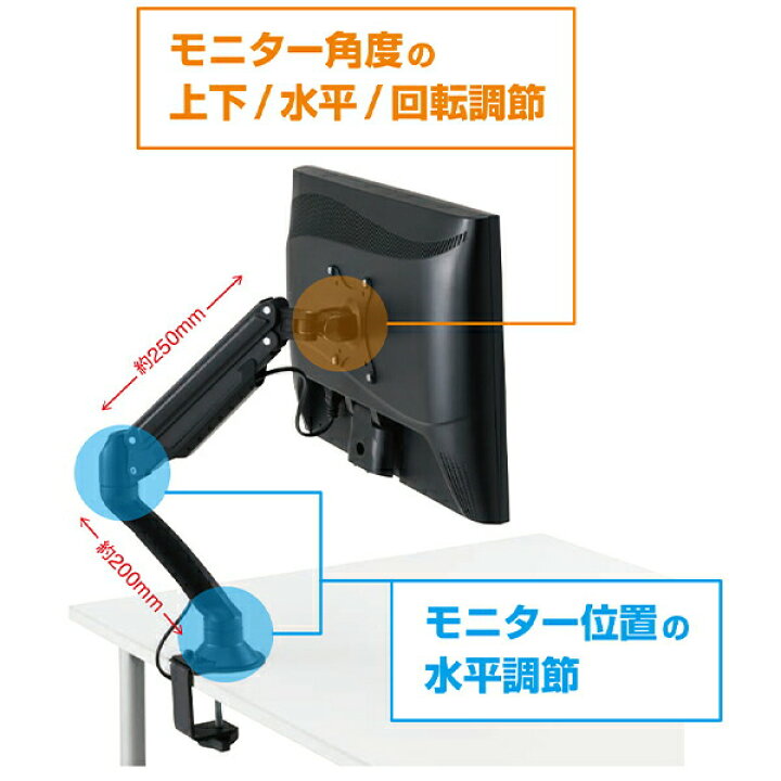 楽天市場】キングジム モニターアーム 1面3軸タイプ ガススプリング 