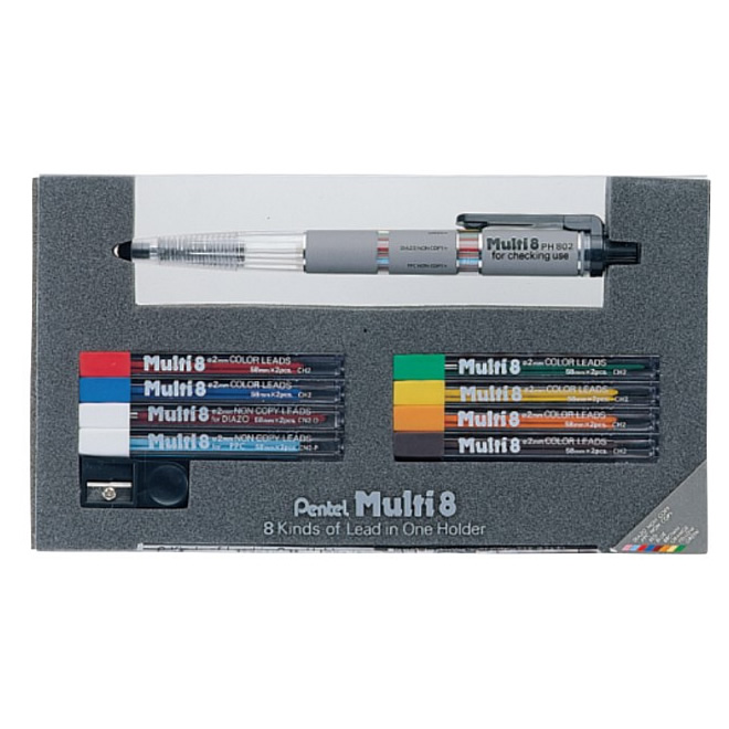 8色の色鉛筆を1本で持ち歩ける芯ホルダーセット ぺんてる Pentel マルチ8セット アウトレット☆送料無料 替芯 PH802ST 8色芯ホルダー 芯研器セット 公式通販