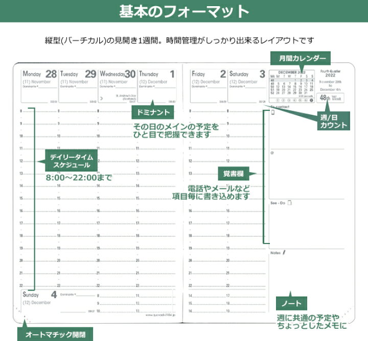 楽天市場 スケジュール帳 手帳 4月始まり 22年 クオバディス Quovadis 週間 バーチカル 時間軸タテ 10 15cm ビジネス4 リフィル レフィル メール便送料無料 文房具の和気文具