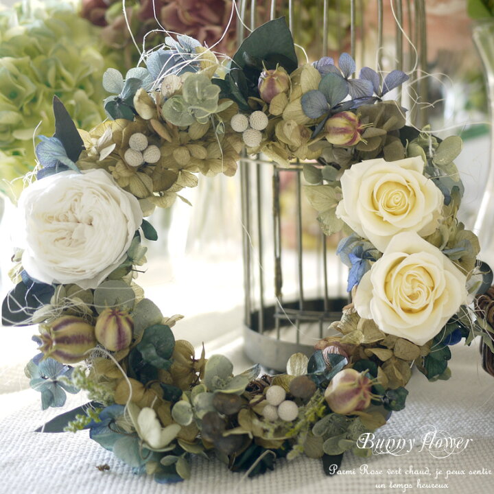 楽天市場 今だけポイント3倍 プリザーブドフラワー リース ドライフラワー クリスマスリース 壁掛け 玄関インテリア 手作り 結婚祝い 記念日 フラワーギフト アンティーク キャンドルホルダー 送料無料 プリザーブドフラワーbunny Flower