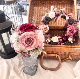 【プリザーブドフラワー】ドライフラワー リース 手作り 結婚祝い 記念日 内祝い ギフト プレゼント 結婚記念日 トピアリーアレンジ