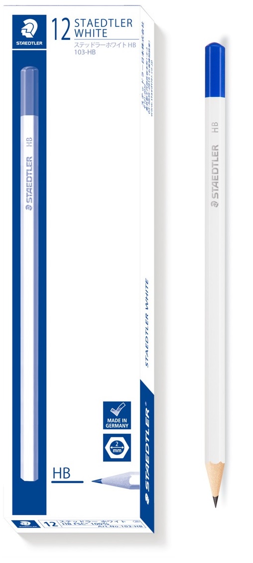 【メ可】ステッドラー ホワイト 試験用鉛筆 HB 12本入り 103-HB