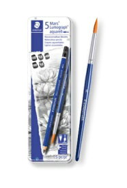 【メ可】ステッドラー　ルモグラフ　アクェレル　水彩鉛筆　メタルケース入りセット　100A-G6