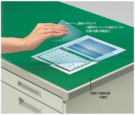 新作通販 コクヨ デスクマット軟質 非転写 透明グリーン 902×622 マ-417NG 下敷き付き 買物